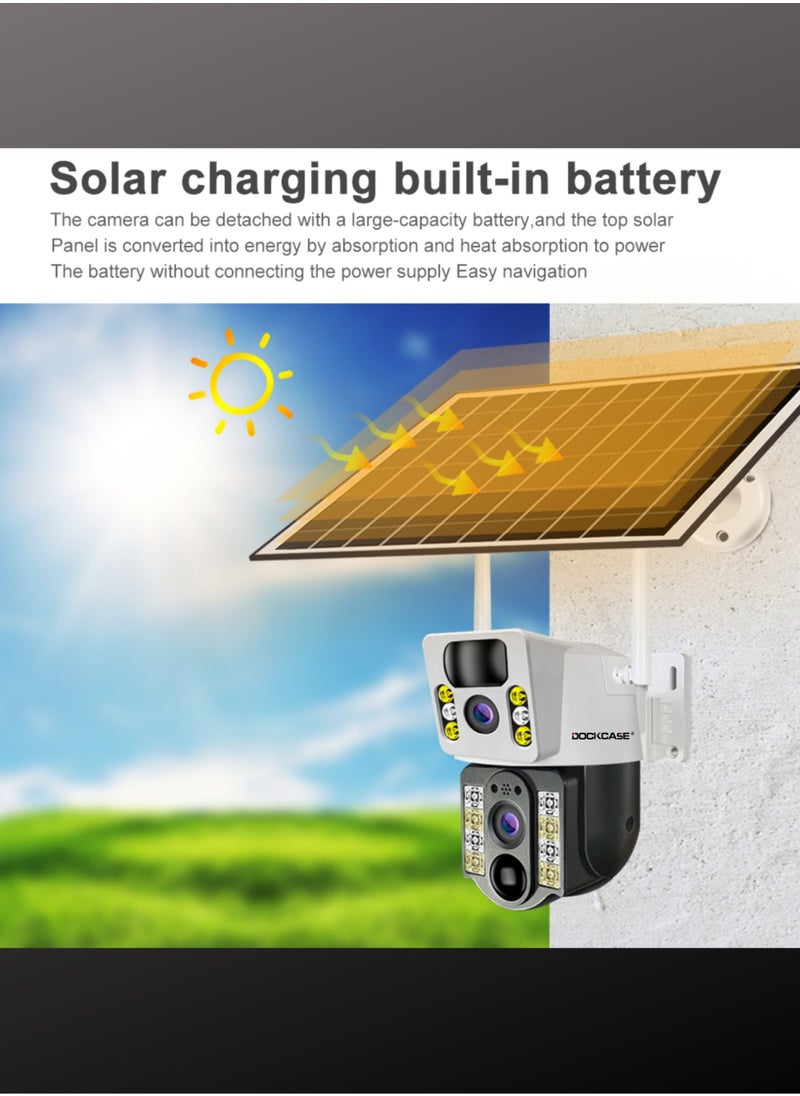 DOCKCASE 4.0MP 4G Sim Card Solar Camera PTZ 360°View Solar Powered Outdoor Security Camera