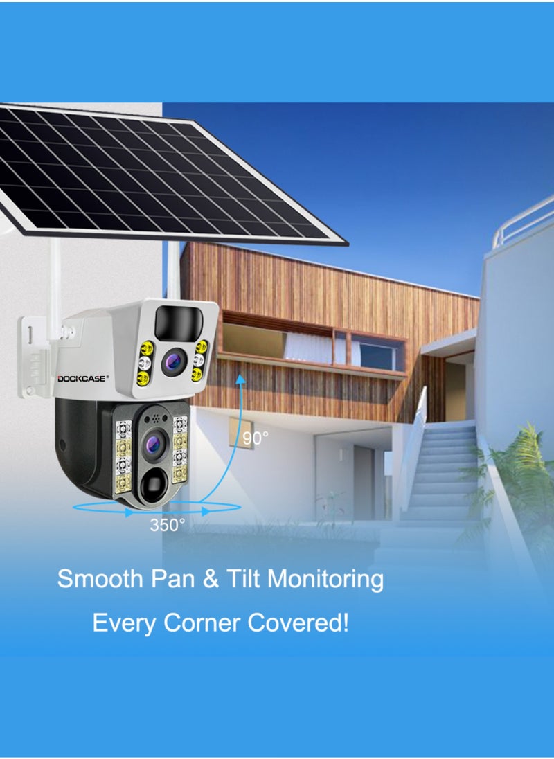 DOCKCASE 4.0MP 4G Sim Card Solar Camera PTZ 360°View Solar Powered Outdoor Security Camera