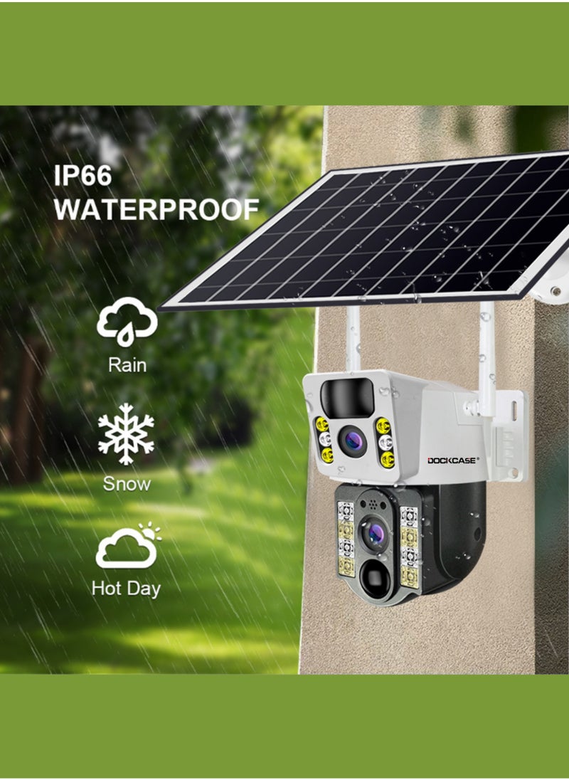 DOCKCASE 4.0MP 4G Sim Card Solar Camera PTZ 360°View Solar Powered Outdoor Security Camera