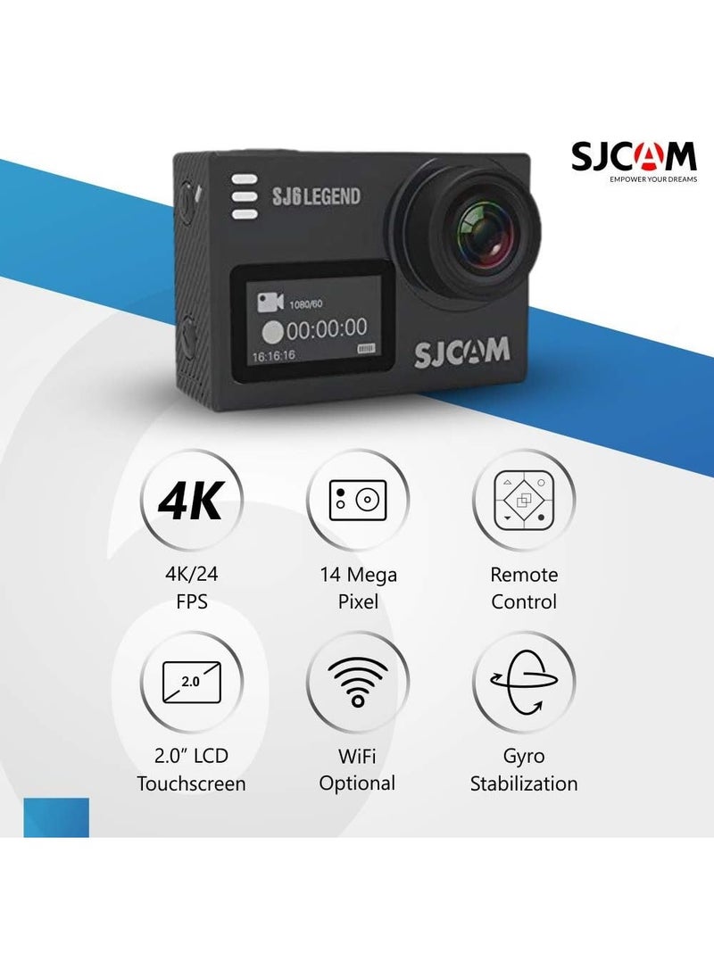 SJCAM SJ6 Legend 4K WiFi Action Camera Waterproof Dual Screen Sport Camera Underwater 2.0 Touchscreen/ 0.9 Front LCD Screen Wide Angel Gyro Stabilization