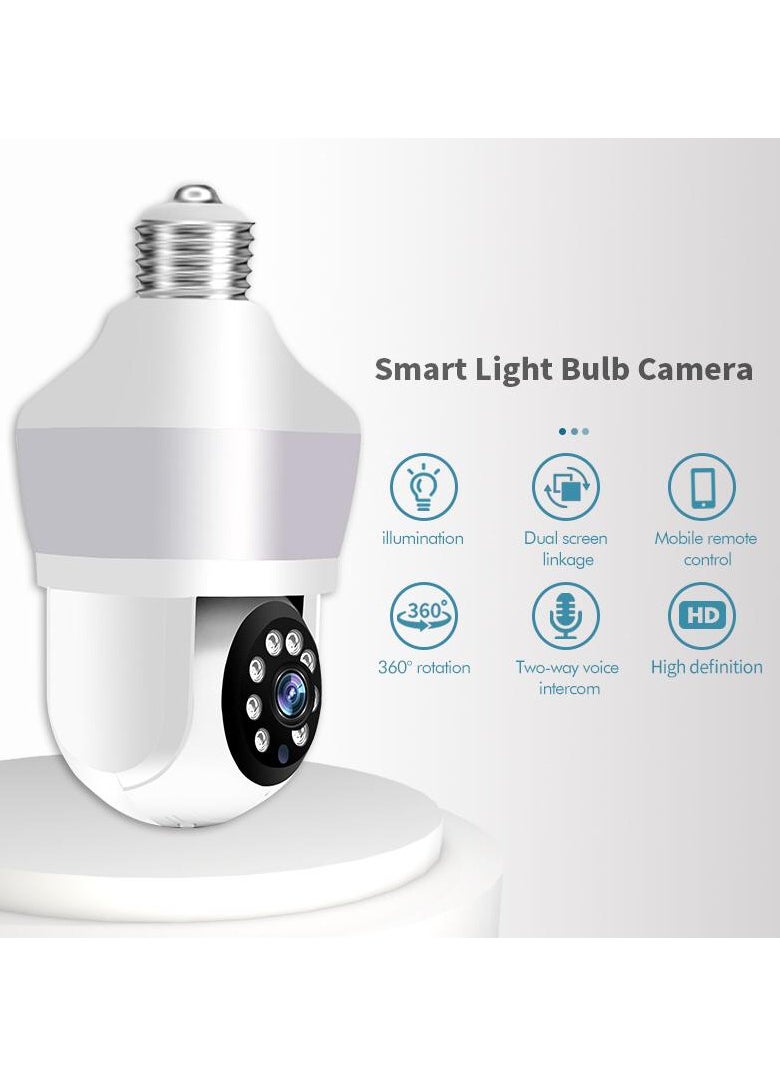 GEEK SPACE 3MP WIFI Dual lens Bulb Camera, CM-D211EM, Full Color Night Vision, 2 Way Audio, Motion Detection, Motion Tracking, PTZ Control, 24/7 Recording