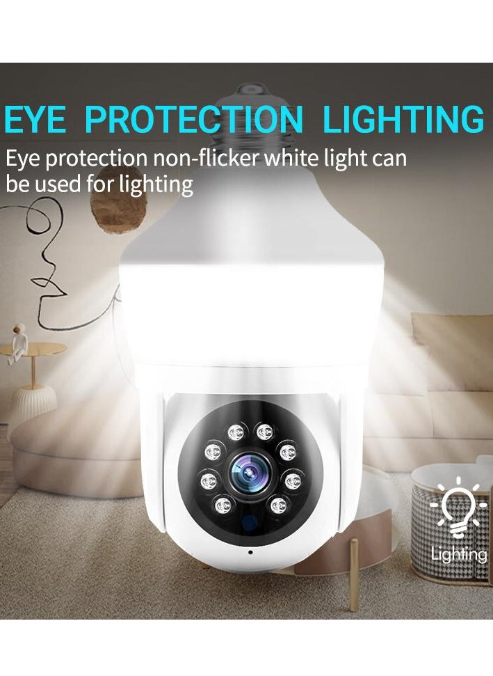 GEEK SPACE 3MP WIFI Dual lens Bulb Camera, CM-D211EM, Full Color Night Vision, 2 Way Audio, Motion Detection, Motion Tracking, PTZ Control, 24/7 Recording