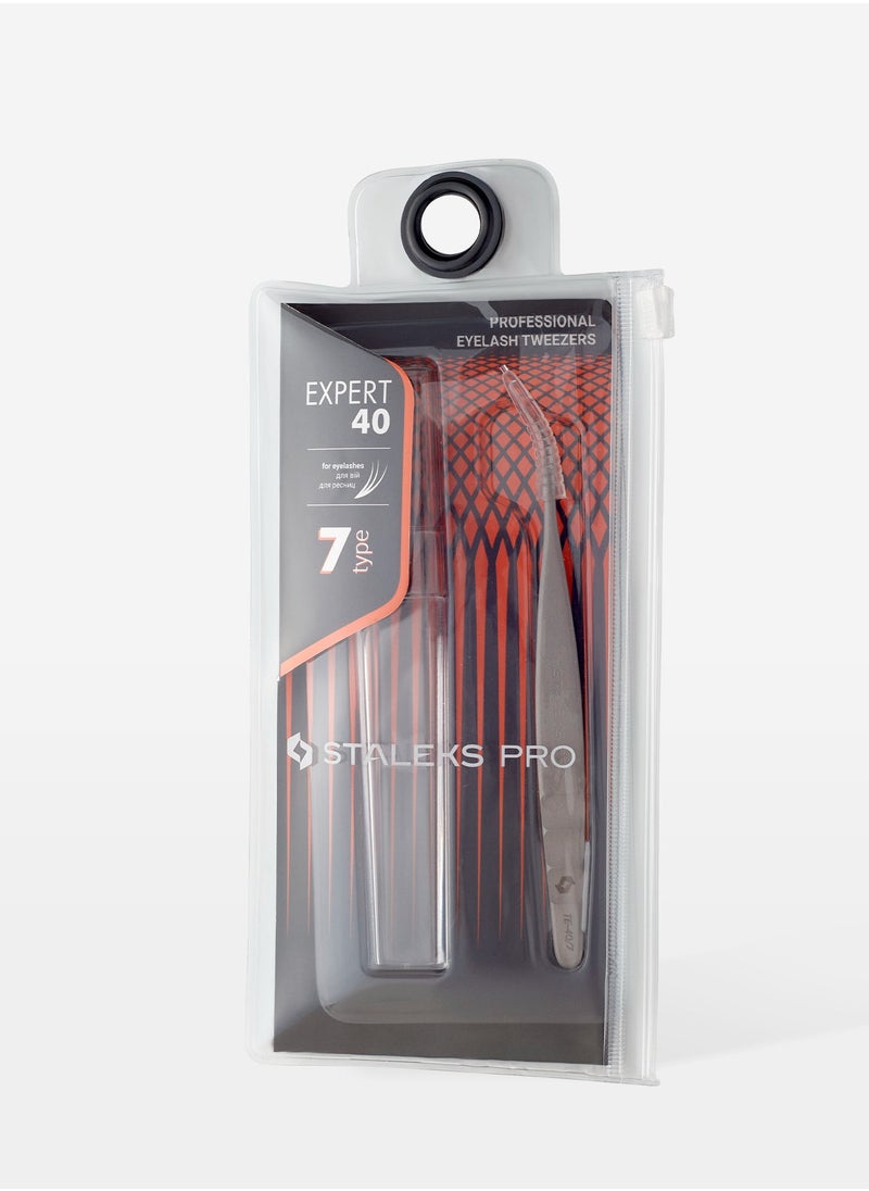 Professional eyelash tweezers - EXPERT 40 | TYPE 7 (curved)