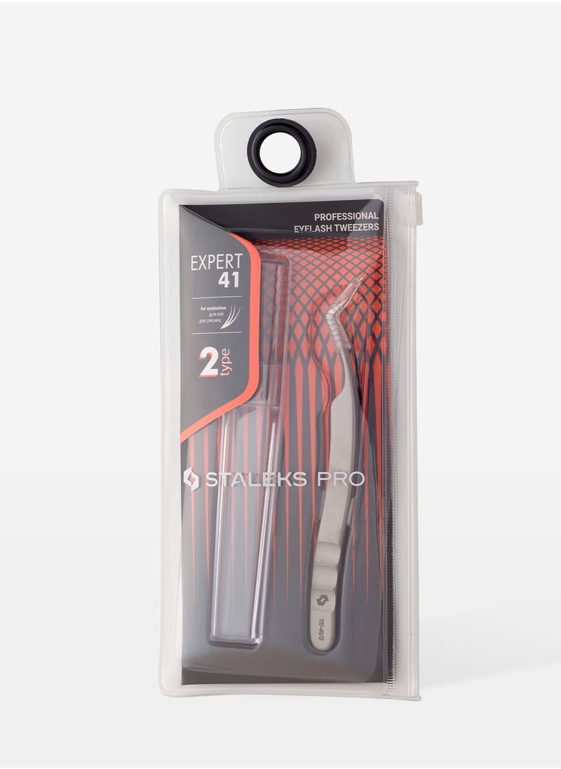 Professional eyelash tweezers - EXPERT 41 | TYPE 2 (L-shaped, 40′)