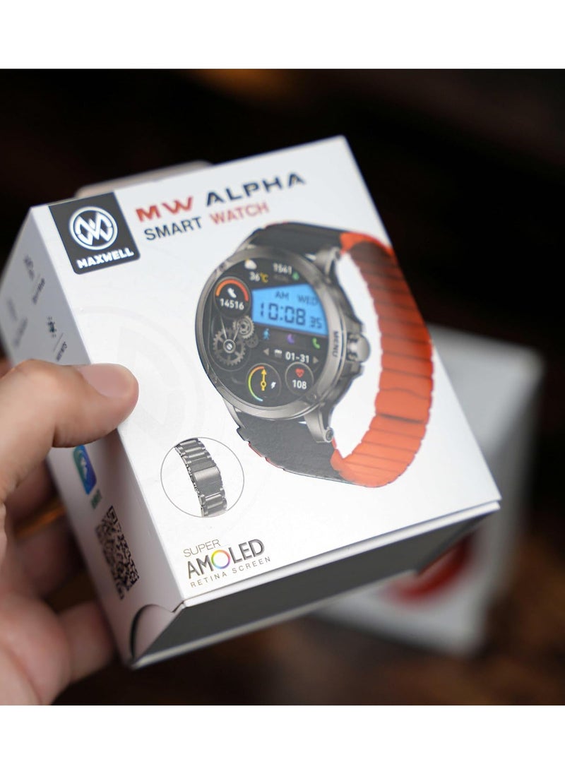 Maxwell MW Alpha Smart Watch, 40 Days Standby Time - Black