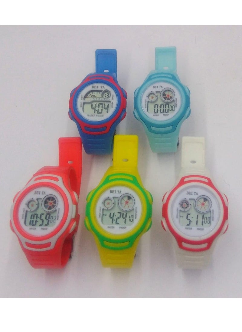 Children Colourful Kids Digital  Watches, Set of 10, Mixed Colours