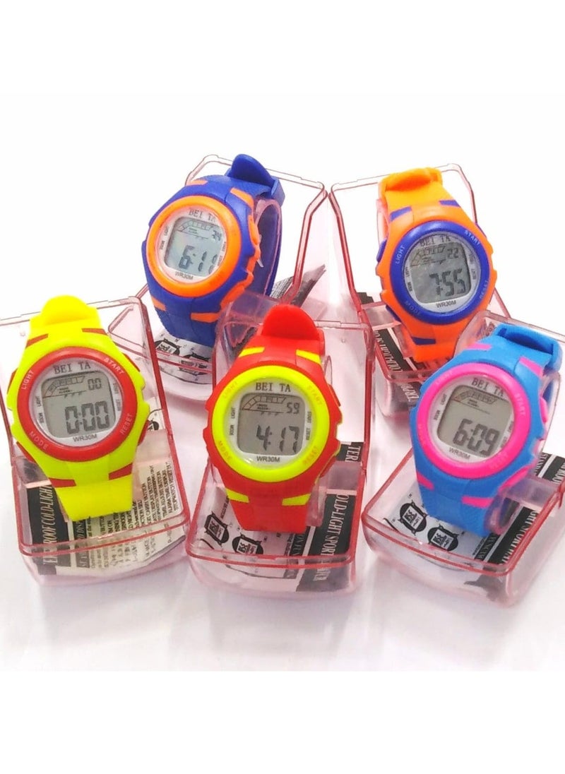 Colourful Digital  Children Wristwatches, Set of 10, Assorted Colours