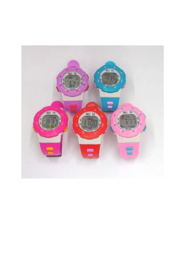 Colourful Digital Children Watches, Set of 10, Assorted Colours