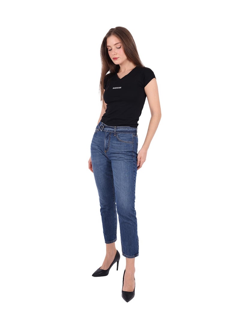 Mom Belt Jeans (Made in Italy) - Dark