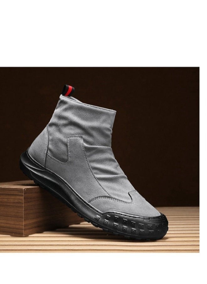 Martin Boots New High Top Casual Fashion Shoes Black Anti Dirt and Wear Resistant Fashion Men's Leather Boots