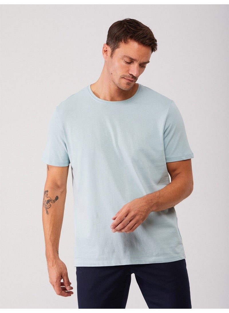 Mint Green Men's Slim Fit Crew Neck Tshirt