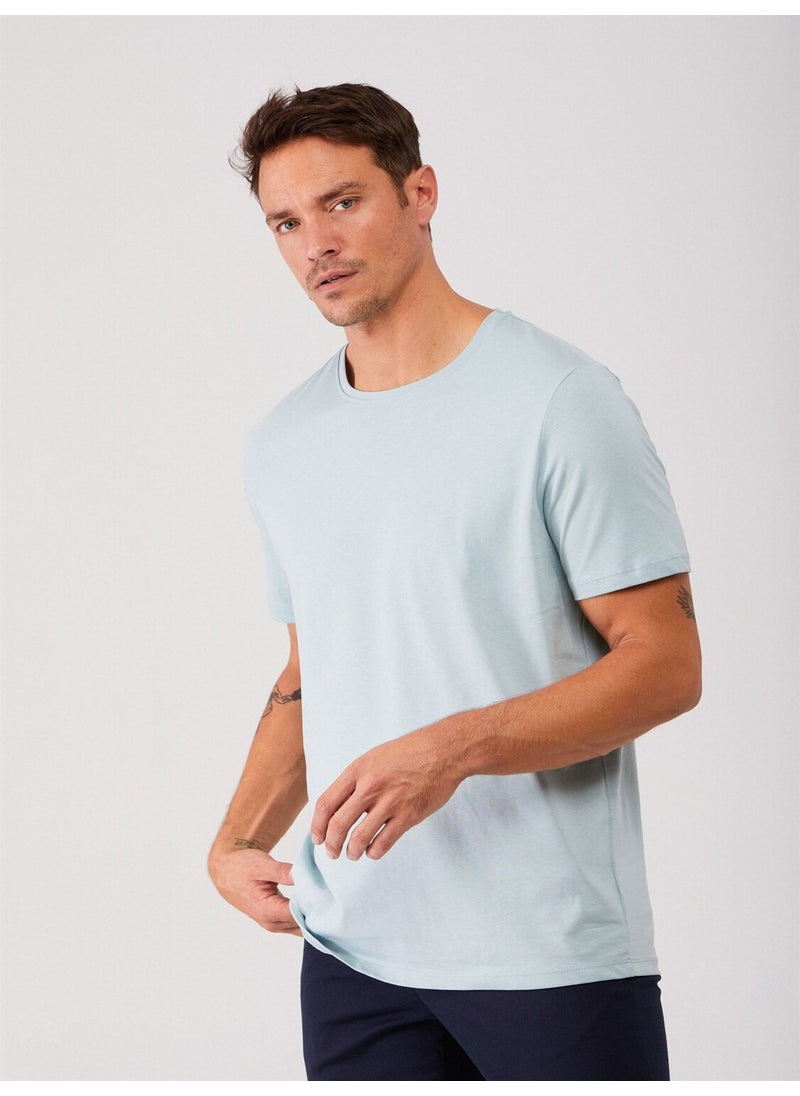 Mint Green Men's Slim Fit Crew Neck Tshirt