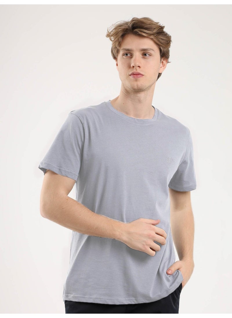 Gray Melange Men's Slim Fit Crew Neck Tshirt