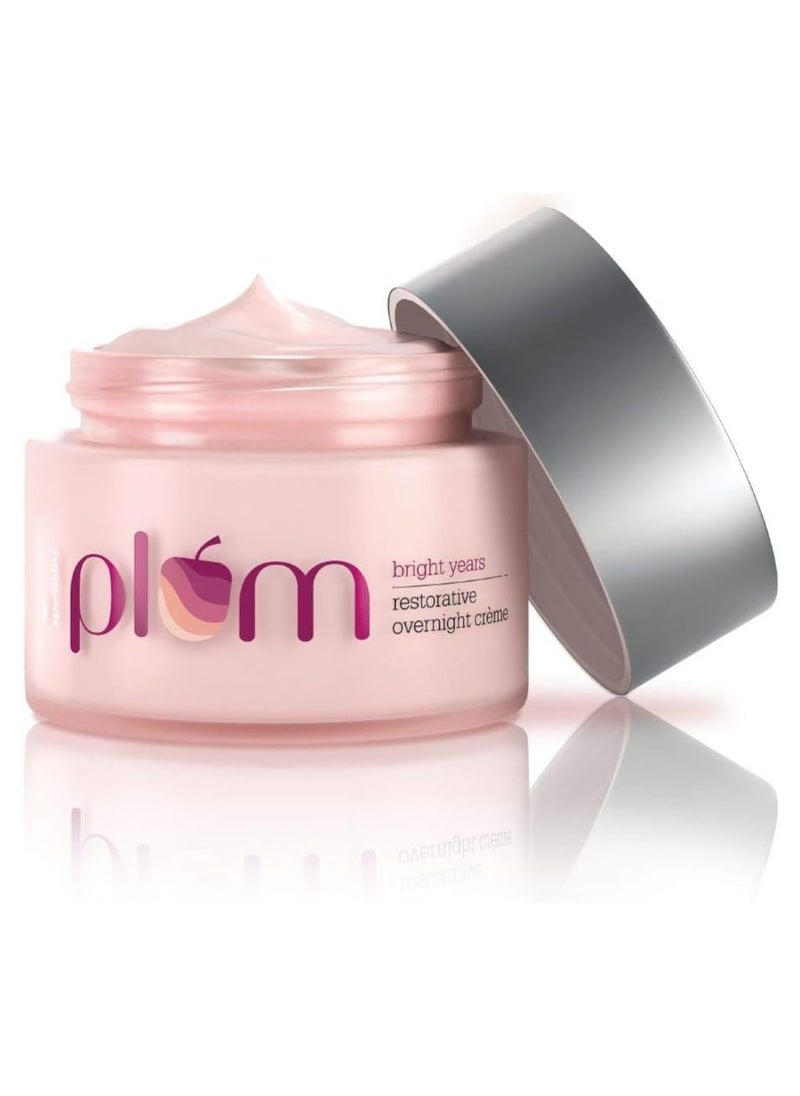 Plum Overnight Cream, Bright Years Restorative Overnight Creme, 50 ml, Age Specialist, For Normal And Dry Skin, Vegan Skin Care