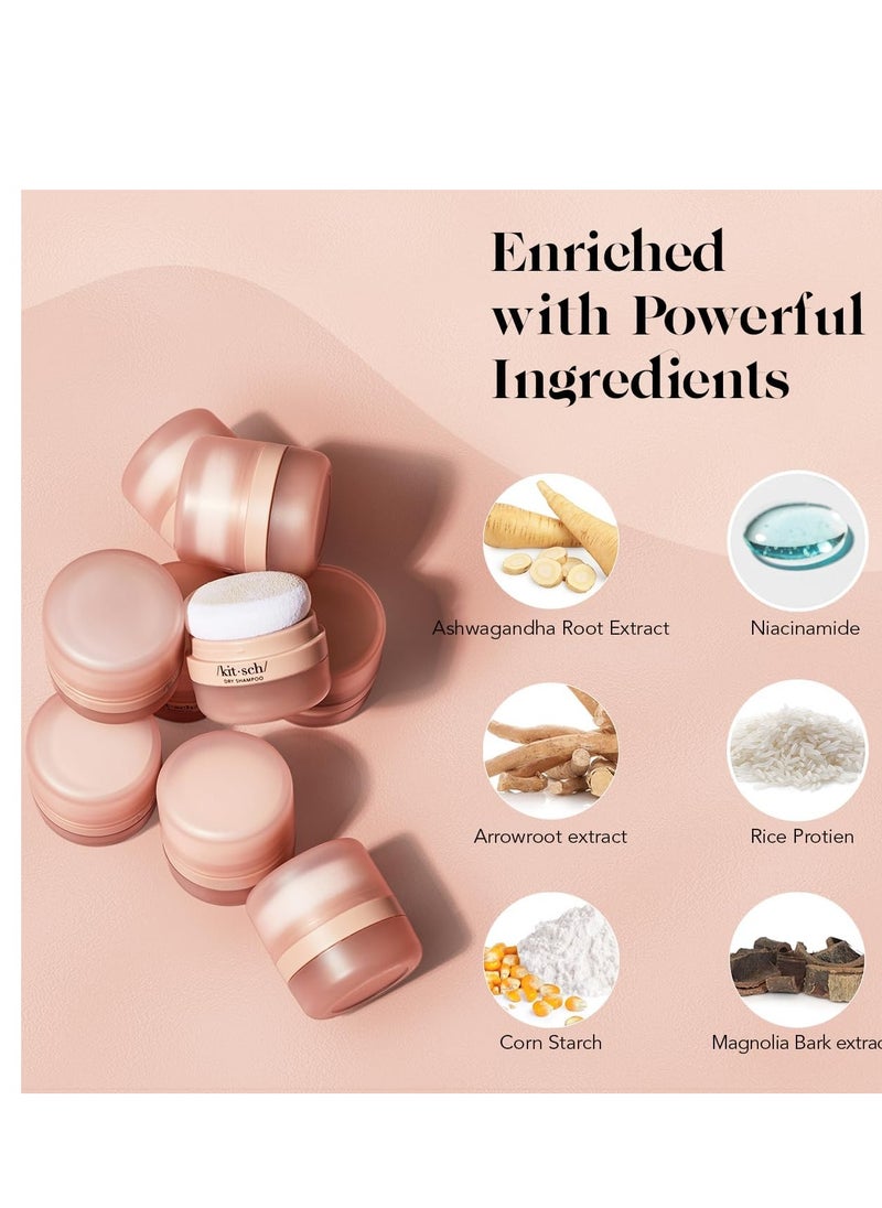 Kitsch Dry Shampoo Powder with Rice Protein for Women & Men - Volumizing, Unscented, No White Cast, Non Toxic, Organic, Paraben & Benzene Free, Non Aerosol for Oily & Light Hair, Travel Size - 8g