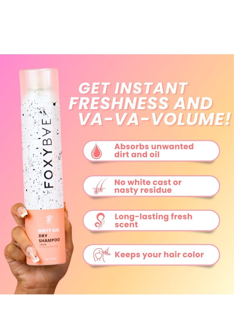 FoxyBae Volumizing Dry Shampoo Spray for Women - With Biotin for Hair Growth - For Dark, Brunette & Blonde Hair - Refreshing & Non-Toxic