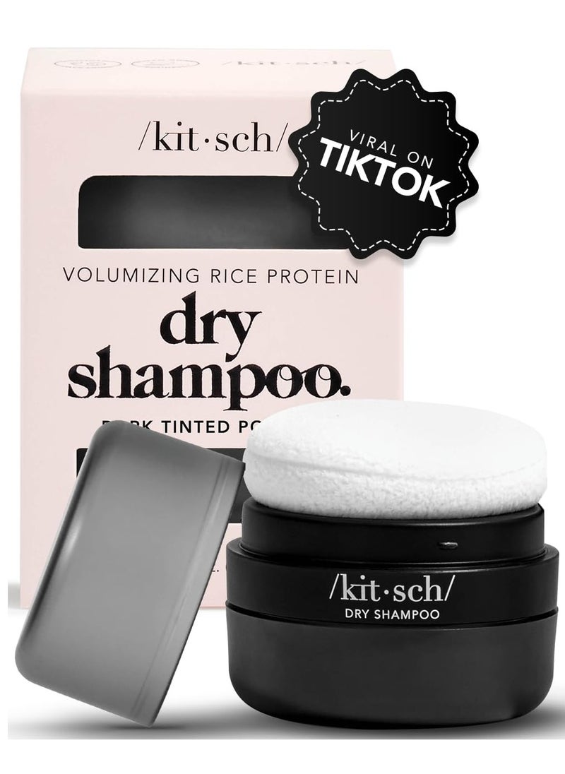 Kitsch Dry Shampoo Powder with Rice Protein for Women & Men - Volumizing, Unscented, No White Cast, Non Toxic, Organic, Paraben & Benzene Free, Non Aerosol for Oily & Dark Hair, Travel Size - 8g