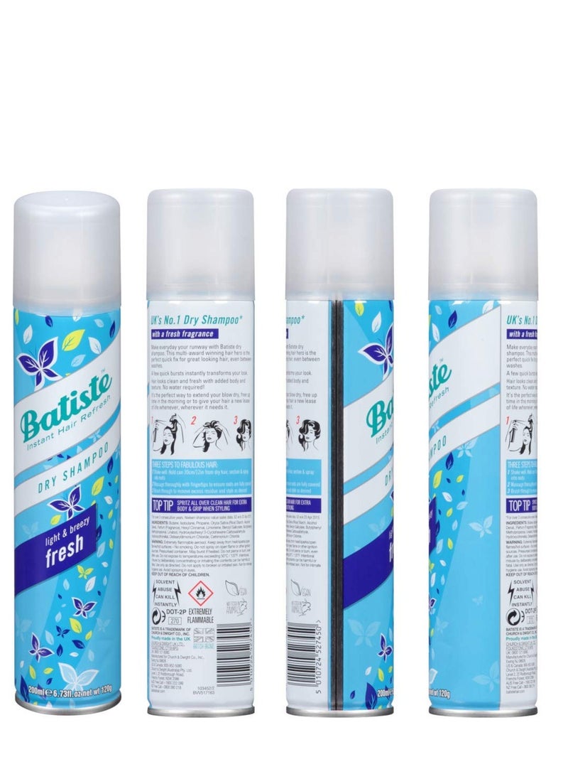 Batiste Shampoo Dry Fresh 6.73 Ounce (199ml) (3 Pack)