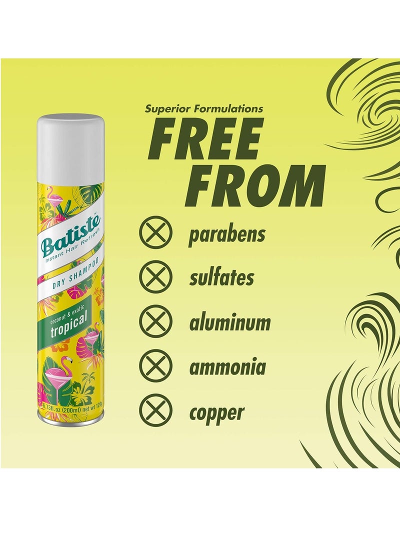 Batiste Dry Shampoo, Tropical Fragrance, 6.73 fl. oz. (Pack of 3)