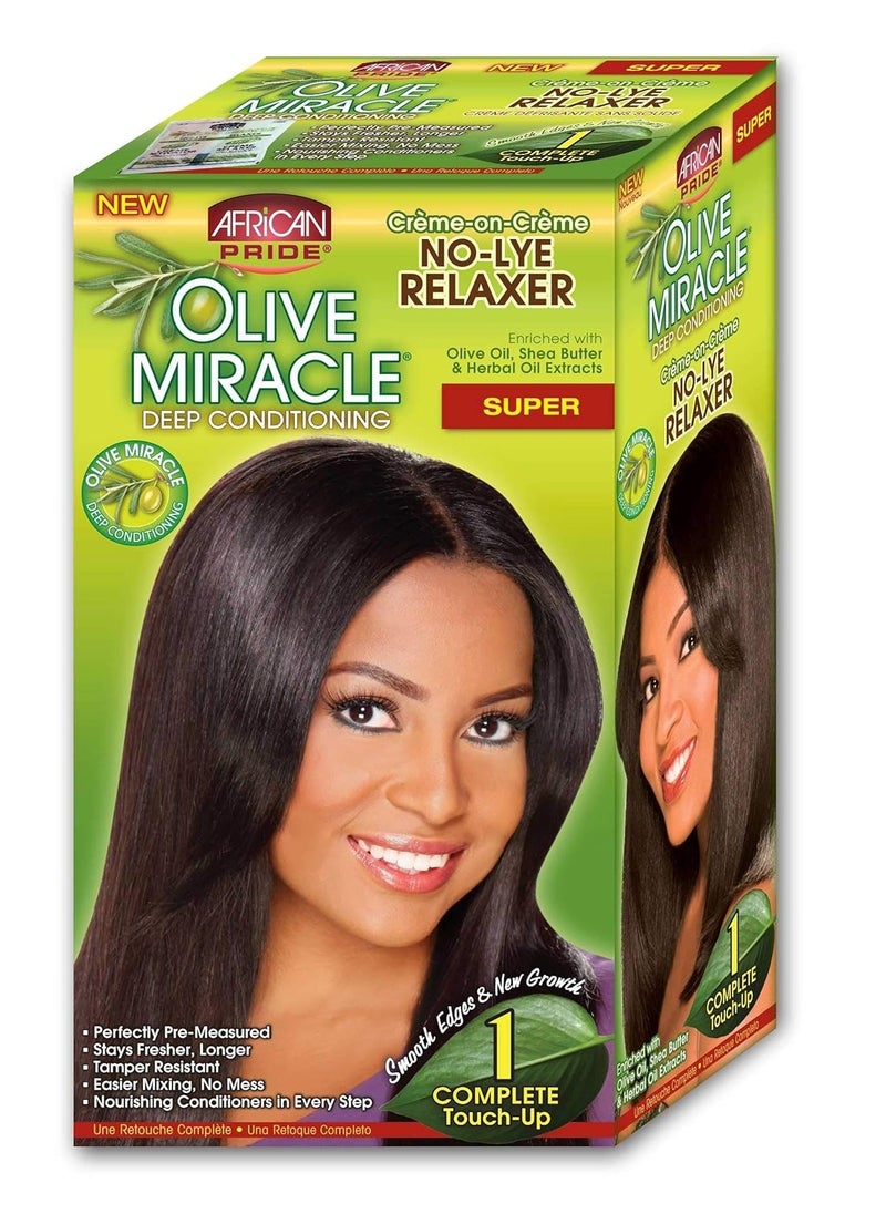 African Pride Olive Miracle Deep Conditioning No-lye Relaxer Kit, Super, 1count