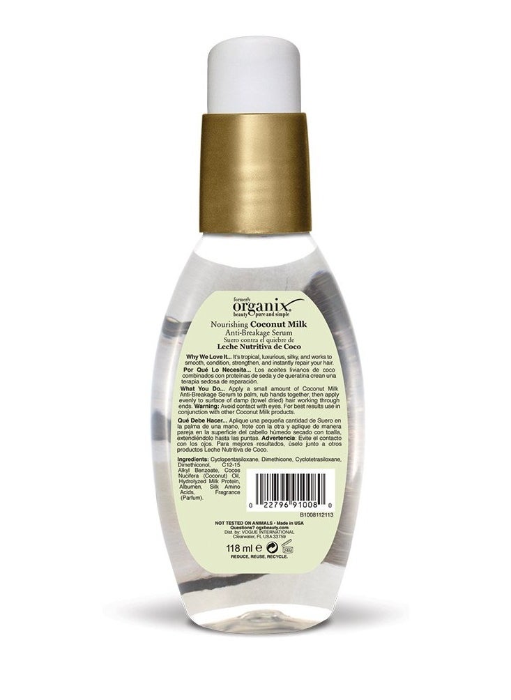 OGX Nourishing + Coconut Milk Anti-Breakage Serum, 4 Fl Oz