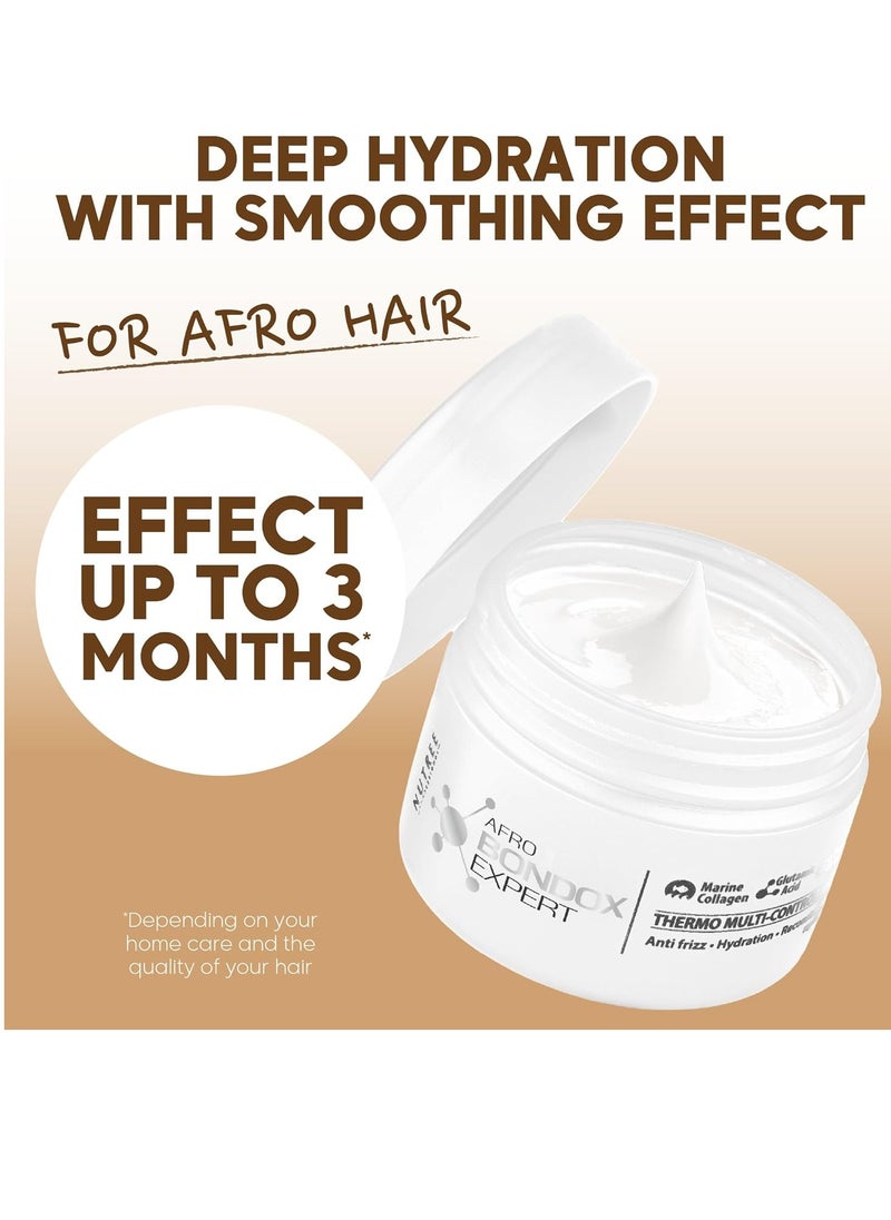 HAIR MASK FOR DAMAGED AFRO BRAZILIAN BONDOX - 2.82 oz Extra Strong Hair Repair Thermal Mask ALL types, especially for Afro 4A 4B 4C - Hair Relaxer with Almond and Shea Oils, Seaweed, Formaldehyde Free