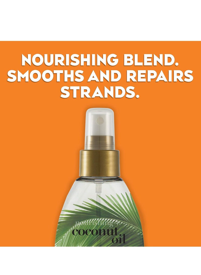 OGX Nourishing + Coconut Oil Weightless Hydrating Oil Hair Mist, Lightweight Leave-In Hair Treatment with Coconut Oil & Bamboo Extract, Paraben & Sulfate Surfactant-Free, 4 fl oz