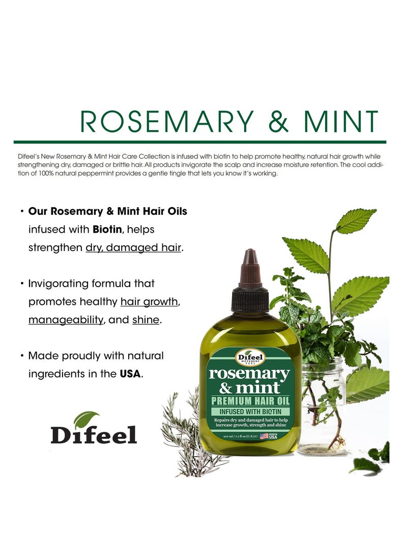 Difeel Rosemary and Mint Premium Hair Oil with Biotin 7.1 oz. - Natural Rosemary Oil for Hair Growth & Biotin