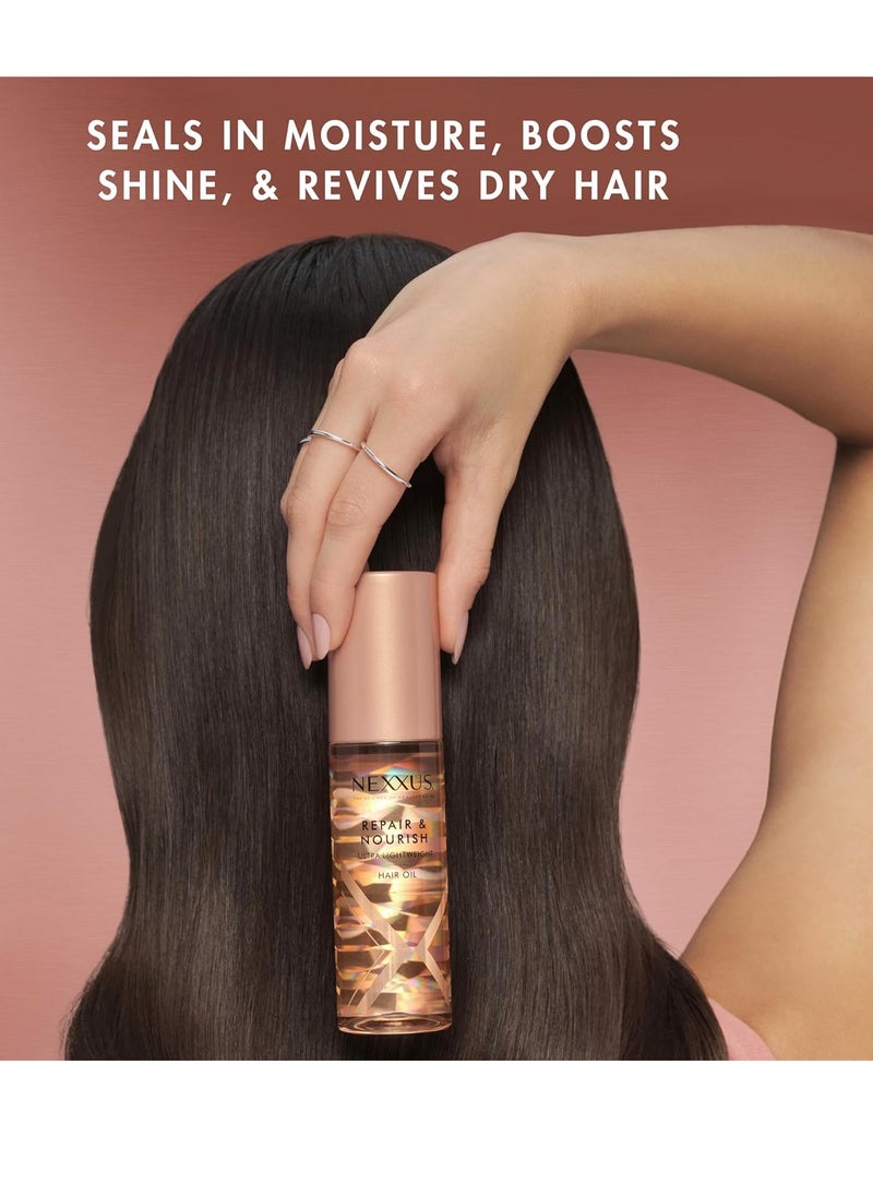 Nexxus Ultra Lightweight Hair Oil Repair & Nourish for Intense Nourishment with StyleProtect Technology & Rose of Jericho Oil 3.3 oz