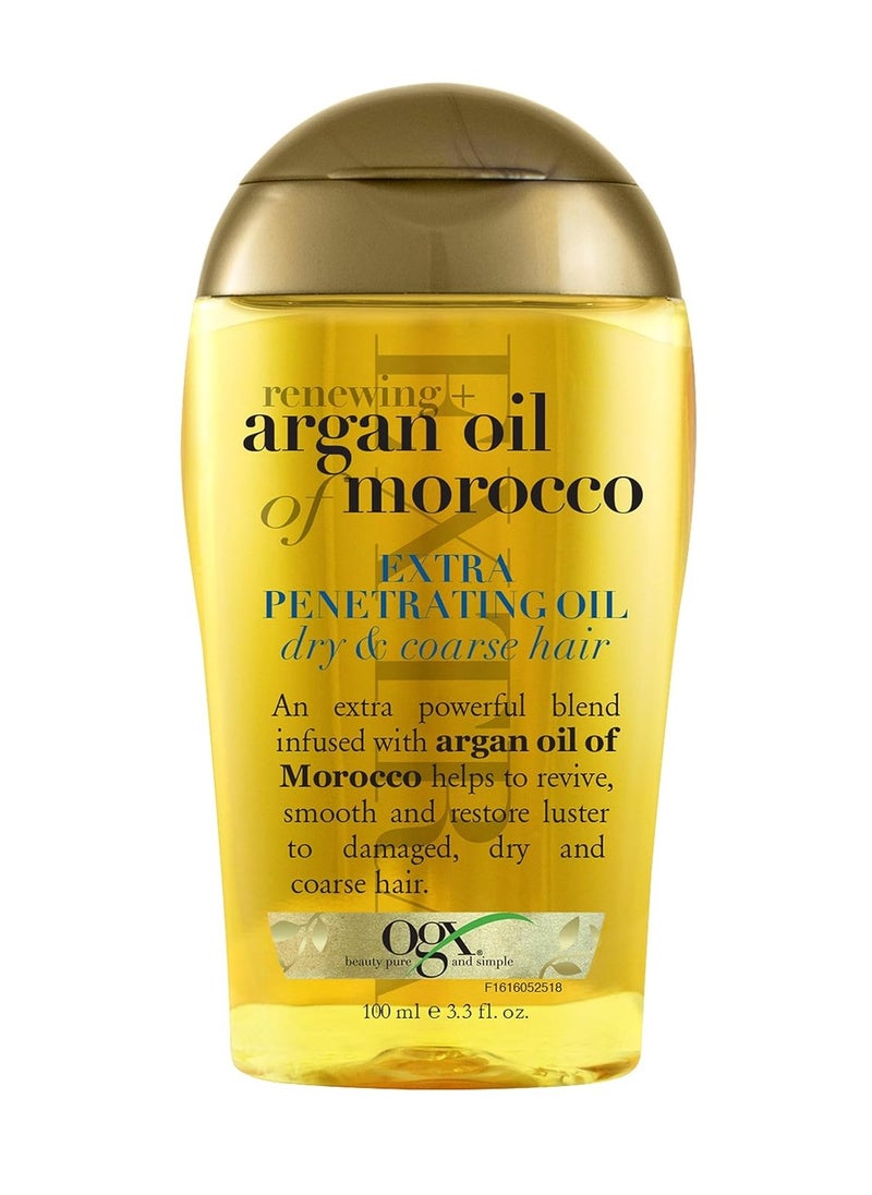OGX Extra Strength Argan Oil Hair Treatment, 3.3 fl oz - Deep Moisturizing Serum for Dry, Damaged & Coarse Hair, Paraben & Sulfate-Free