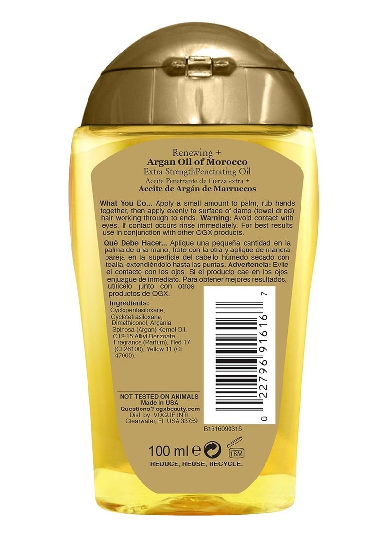 OGX Extra Strength Argan Oil Hair Treatment, 3.3 fl oz - Deep Moisturizing Serum for Dry, Damaged & Coarse Hair, Paraben & Sulfate-Free
