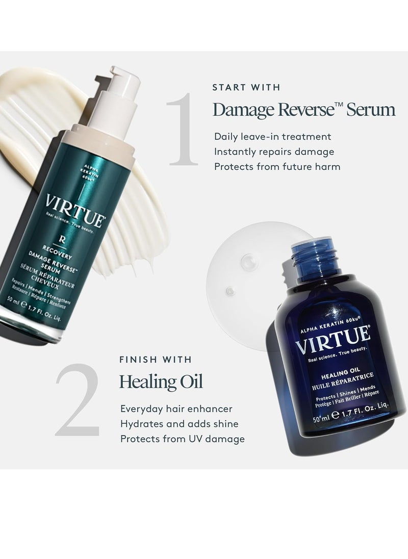 Virtue Healing Hair Oil, Hair Treatment Serum for Damaged Hair, Shake to Activate, Color Safe, 1.7 Fl Oz