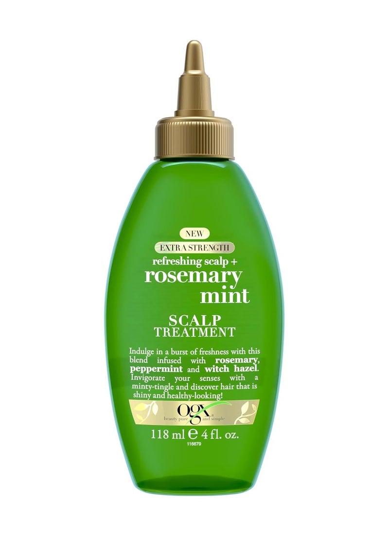 OGX Extra Strength Refreshing Scalp + Rosemary Mint Scalp Treatment, Refreshing Scalp Treatment to Help Remove Scalp Buildup, Minty Leave-In Dry Scalp Treatment for Shiny Hair, 4 fl. Oz