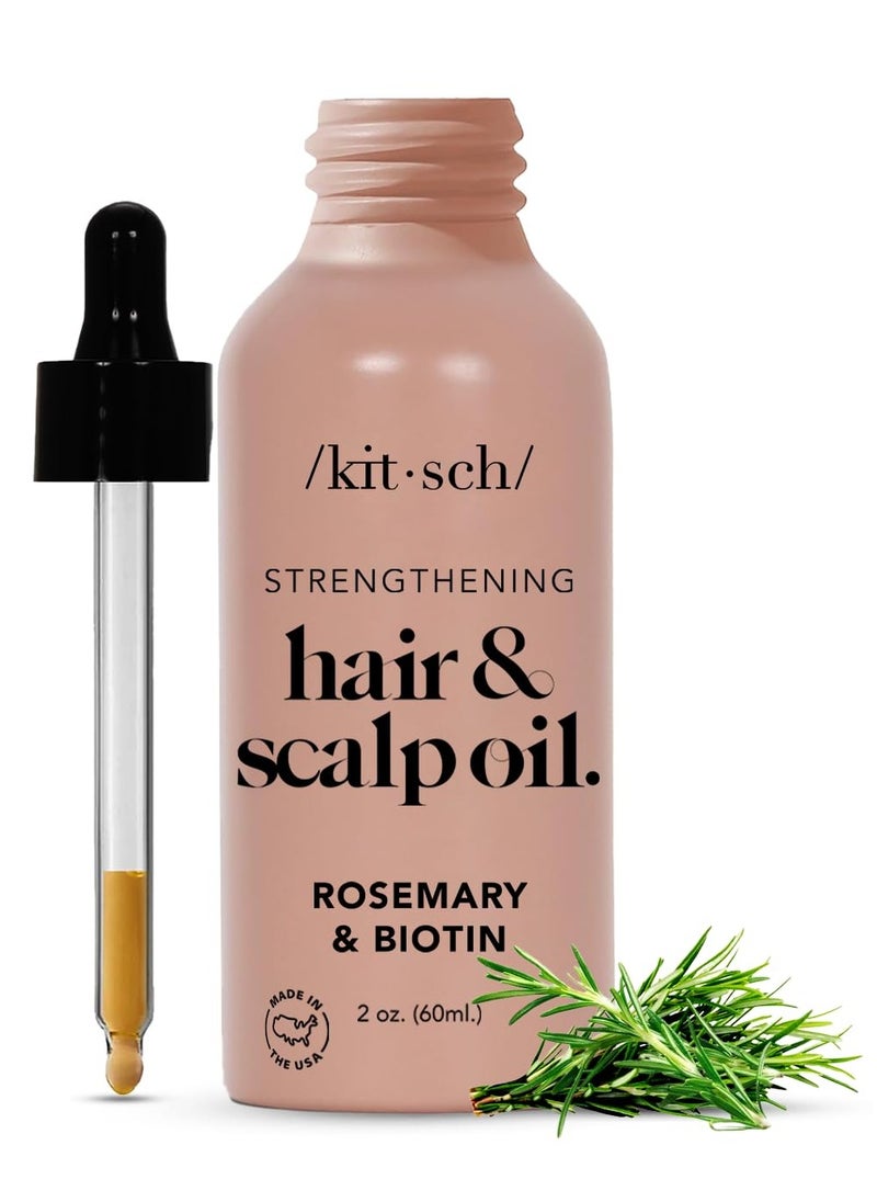 Kitsch Rosemary Oil for Hair Growth & Healthy Scalp, Pre Wash Scalp & Hair Oil Infused with Biotin, Hair Growth Serum & Hair Strengthening Treatment, Nourishing & Volumizing in Recycled Bottle, 60 mL