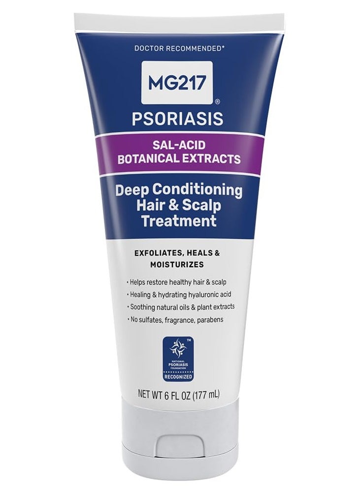 MG217 Deep Conditioning Salicylic Acid Scalp Treatment for Psoriasis, Exfoliates, Heals, Moisturizes, Hyaluronic Acid, Natural Oils, Plant Extracts, Sulfate free, Paraben Free, Fragrance Free, 6 floz