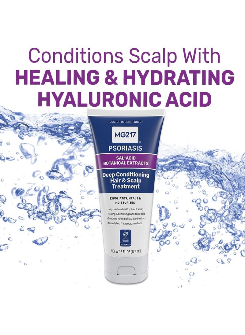 MG217 Deep Conditioning Salicylic Acid Scalp Treatment for Psoriasis, Exfoliates, Heals, Moisturizes, Hyaluronic Acid, Natural Oils, Plant Extracts, Sulfate free, Paraben Free, Fragrance Free, 6 floz