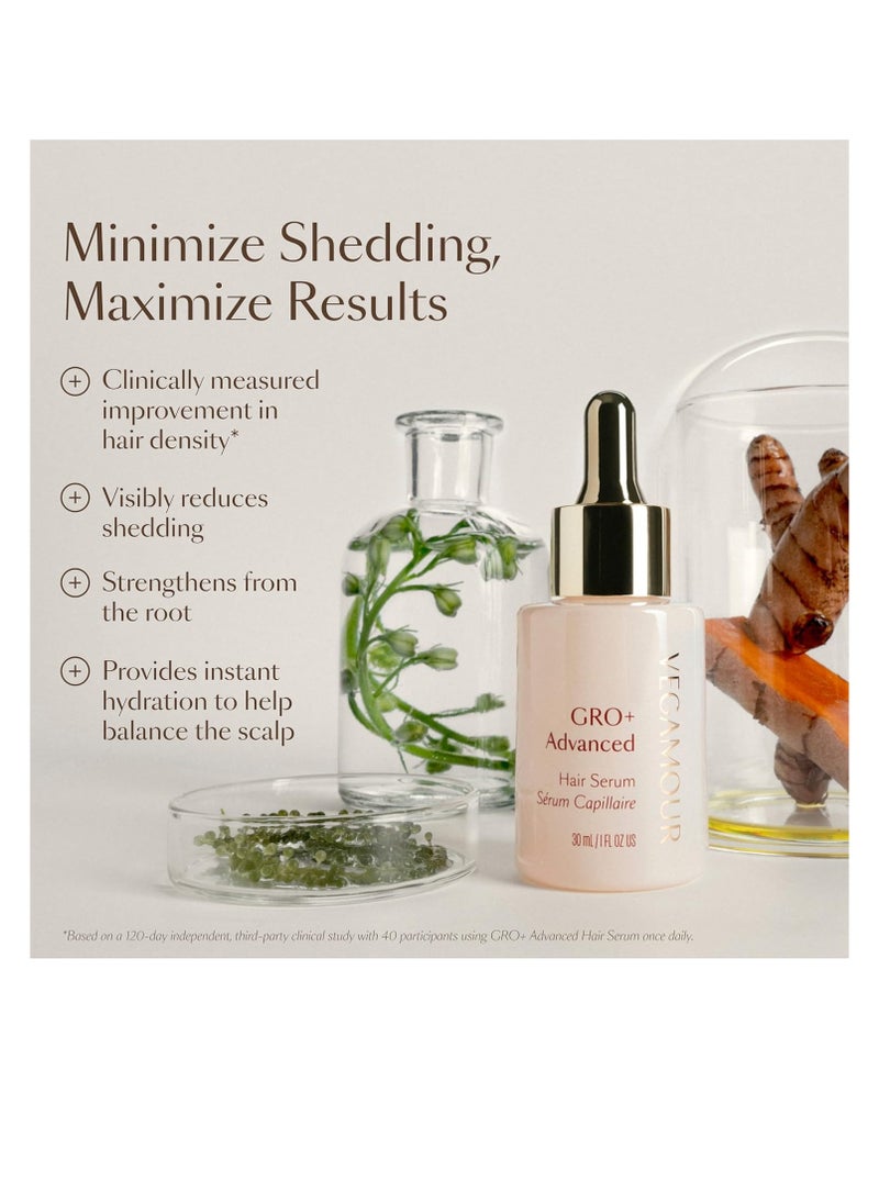 VEGAMOUR GRO+ Advanced Hair Serum | Improves Hair Density, Reduces Shedding and Promotes a Balanced Scalp | For Severe Signs of Thinning | Formulated Without Fragrance, Vegan, Cruelty-Free