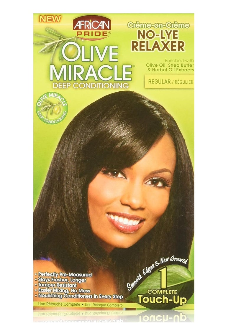 African Pride Olive Miracle 1 Touch-Up Kit Regular - Contains Aloe Vera, Castor Oil & Biotin, 1 Kit