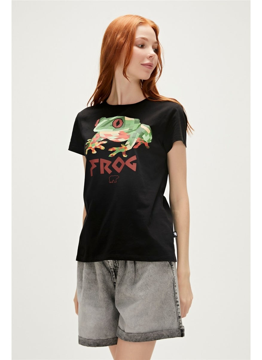 Frog T-Shirt Black Printed Women's T-Shirt10