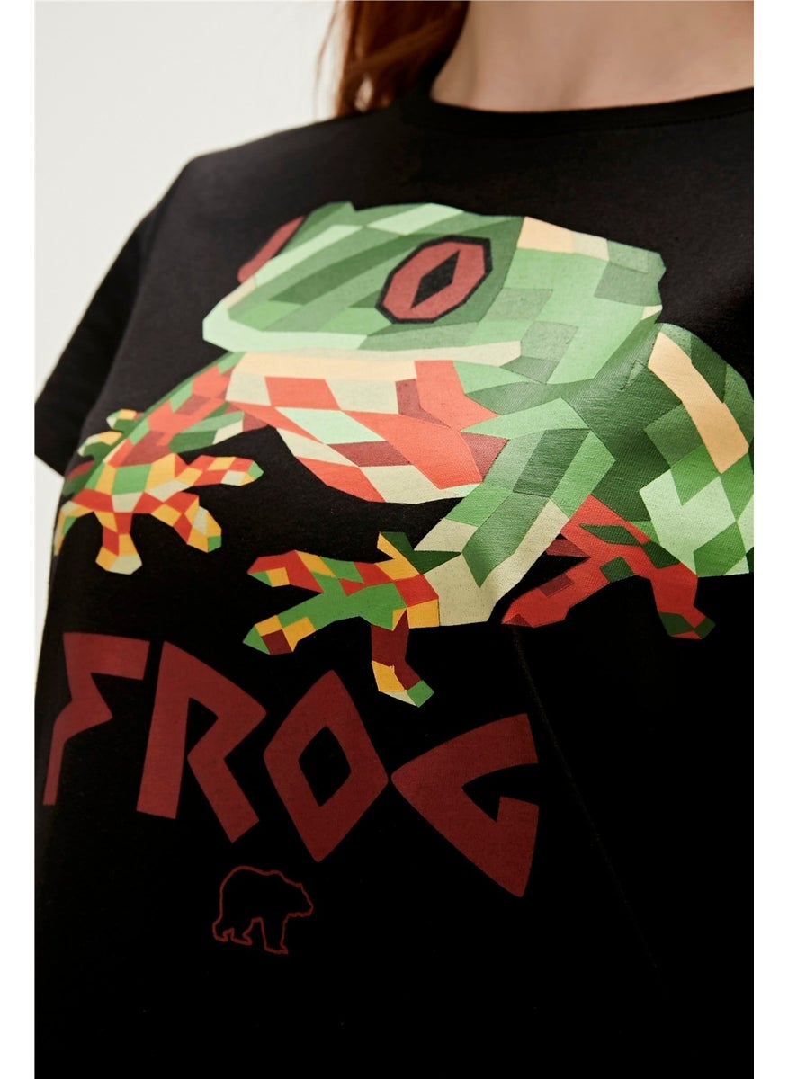 Frog T-Shirt Black Printed Women's T-Shirt10