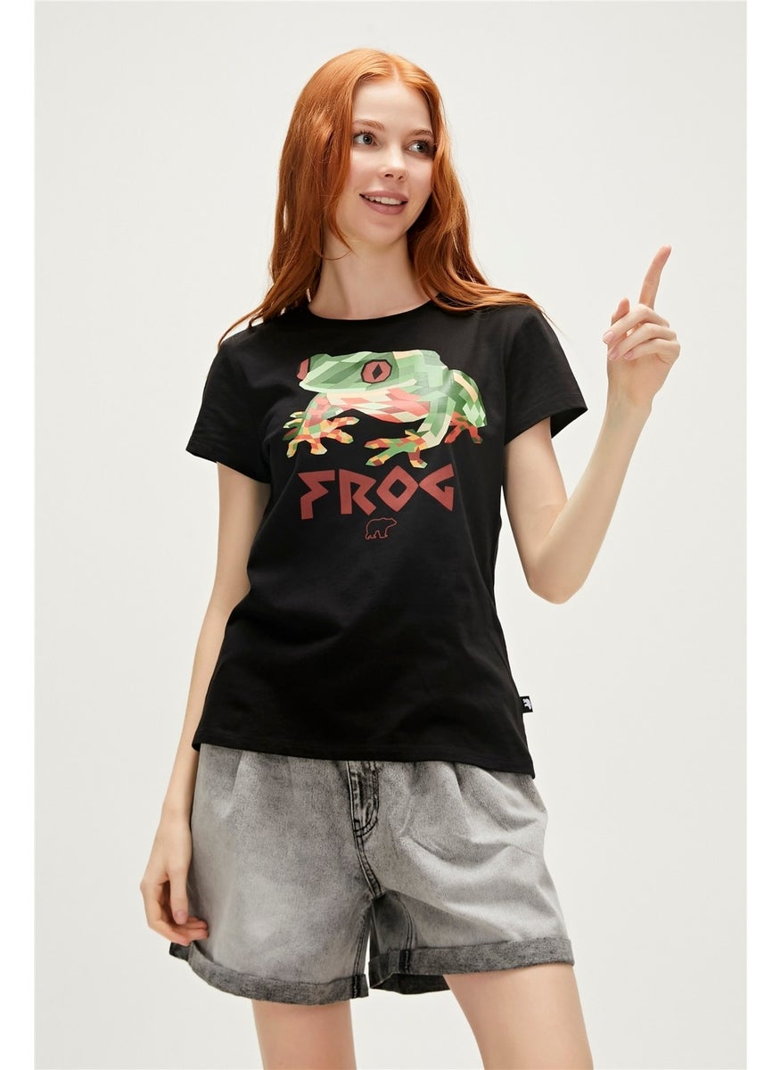 Frog T-Shirt Black Printed Women's T-Shirt10