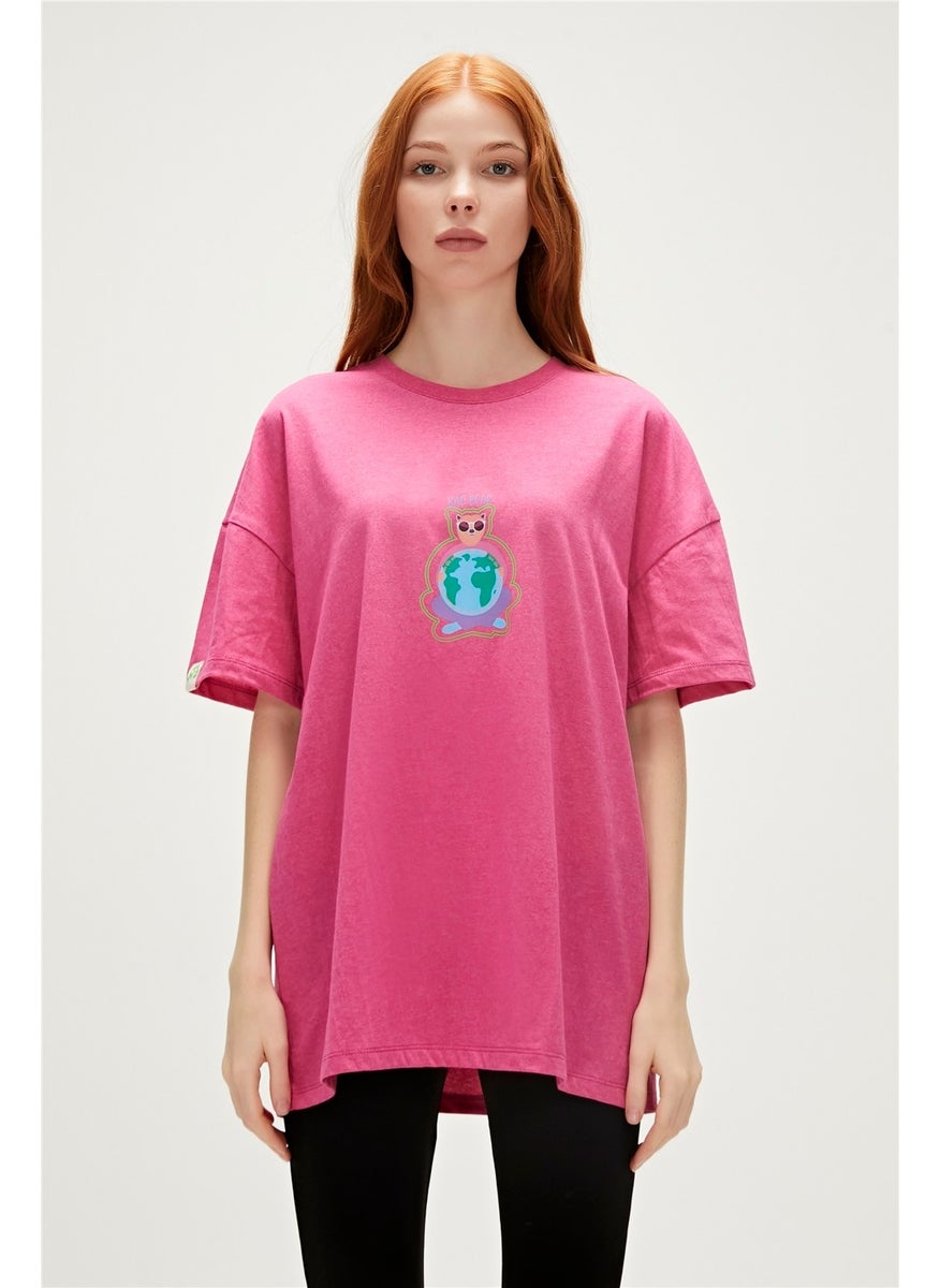 Re-Save Recycle Fuchsia Pink T-Shirt Printed Women's T-Shirt10