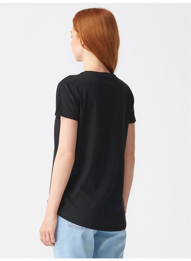 3471 Crew Neck Basic T-Shirt-Black