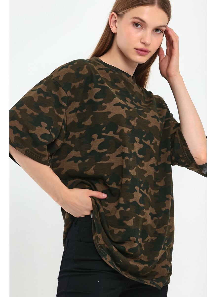 Camouflage Patterned Oversize T-Shirt (E23-0046)