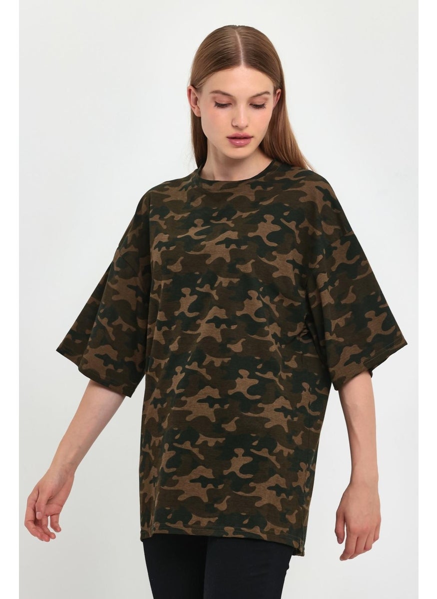 Camouflage Patterned Oversize T-Shirt (E23-0046)