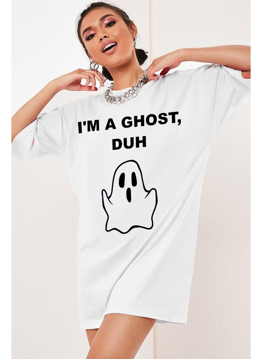 Cute Ghost Oversize White Short Sleeve Women's T-Shirt