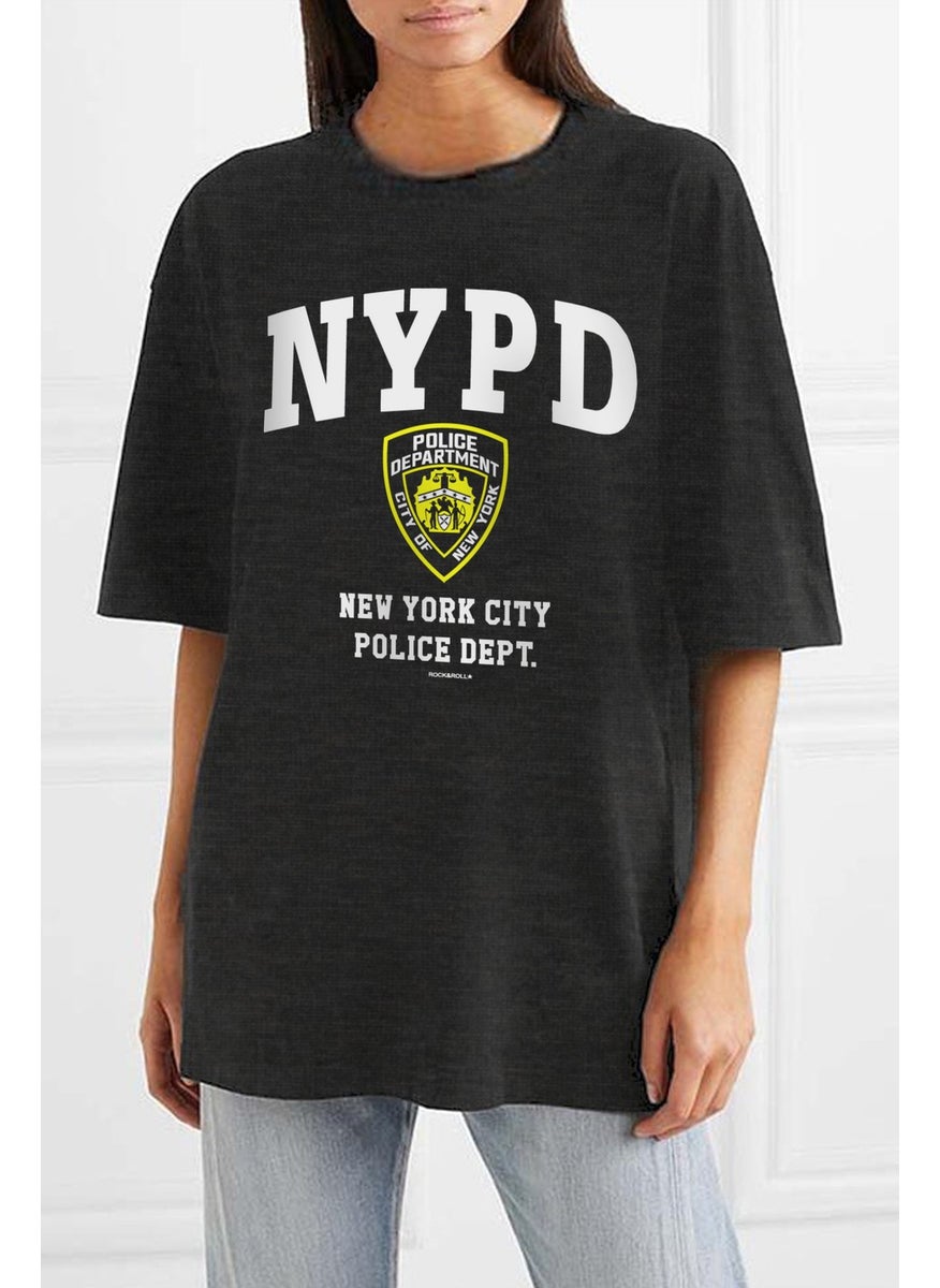 Nypd Oversize Anthracite Short Sleeve Women's T-Shirt