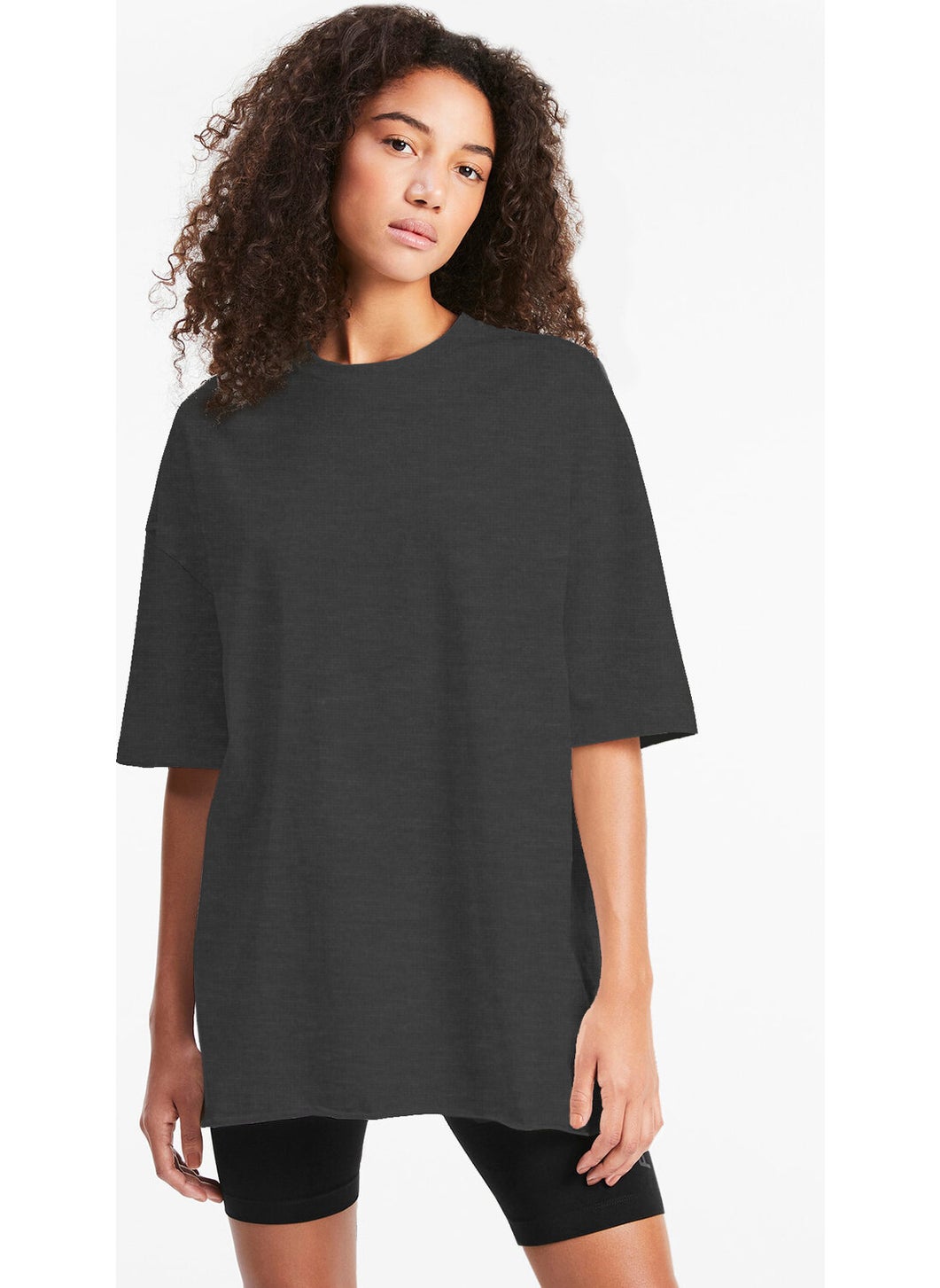 Plain, Unprinted Oversize Anthracite Short Sleeve Women's T-Shirt