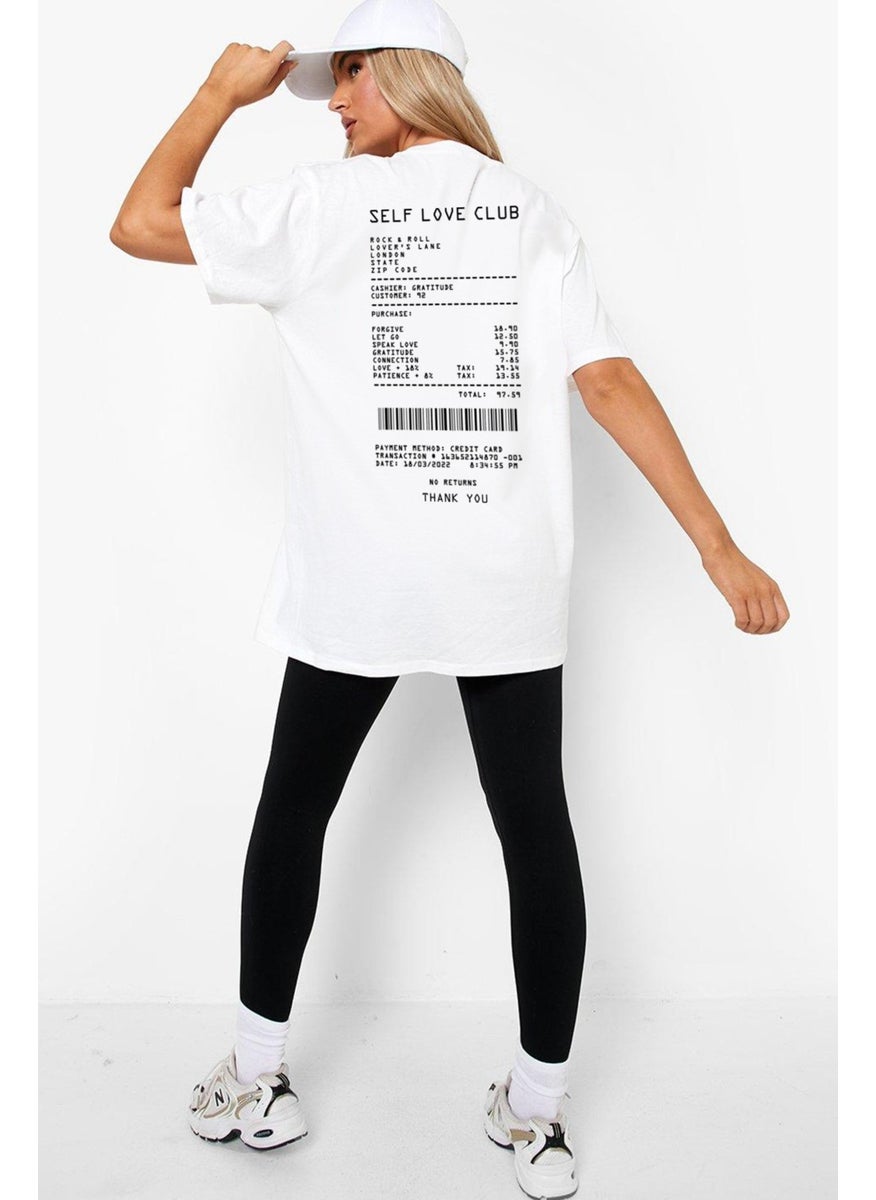 Retail Love Plug White Short Sleeve Back Printed Women's Oversize T-Shirt