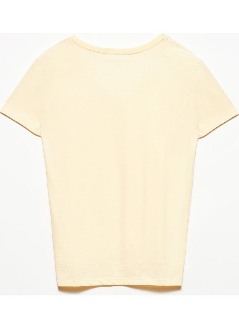 Dilvin 3470 V-Neck Basic T-Shirt-T.yellow